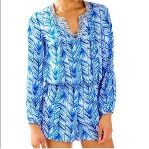 Lilly Pulitzer Colby Romper Lapis Blue Costa Verde Size XS